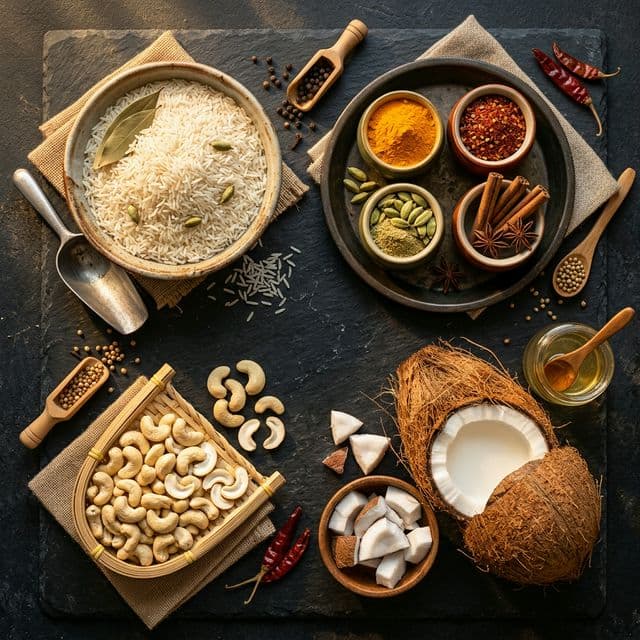 Basmati rice, spices and cashews
